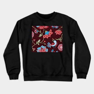 Exotic chintz with bird - dark red Crewneck Sweatshirt